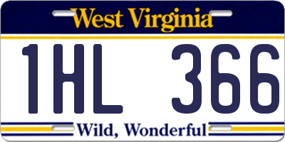 WV license plate 1HL366