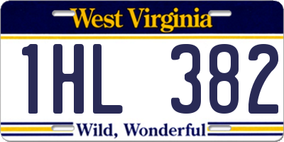 WV license plate 1HL382