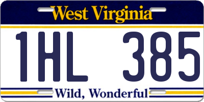 WV license plate 1HL385