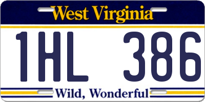 WV license plate 1HL386
