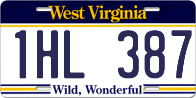 WV license plate 1HL387