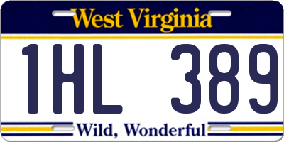 WV license plate 1HL389