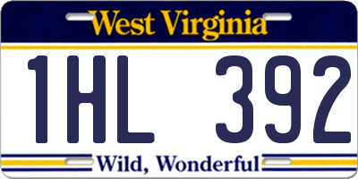 WV license plate 1HL392