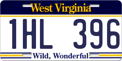 WV license plate 1HL396