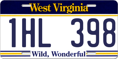 WV license plate 1HL398