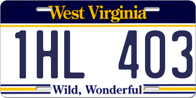 WV license plate 1HL403