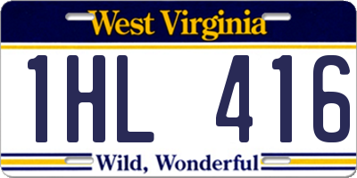 WV license plate 1HL416