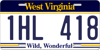 WV license plate 1HL418