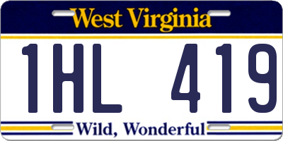 WV license plate 1HL419