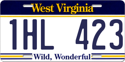 WV license plate 1HL423
