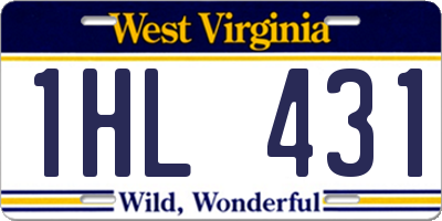 WV license plate 1HL431