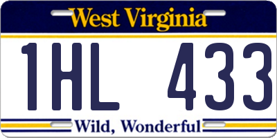 WV license plate 1HL433