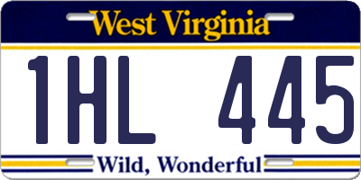 WV license plate 1HL445
