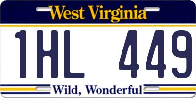 WV license plate 1HL449