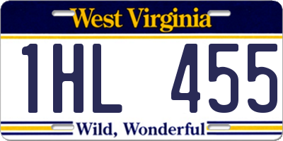 WV license plate 1HL455