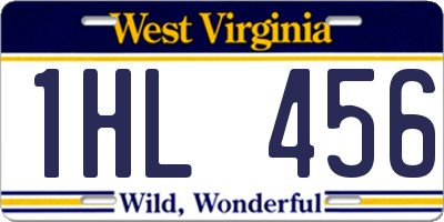 WV license plate 1HL456