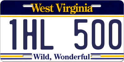 WV license plate 1HL500
