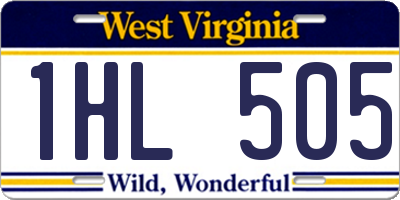 WV license plate 1HL505