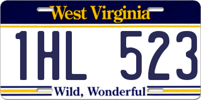 WV license plate 1HL523