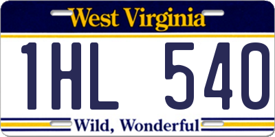 WV license plate 1HL540