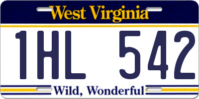 WV license plate 1HL542
