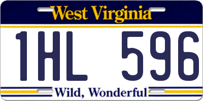WV license plate 1HL596