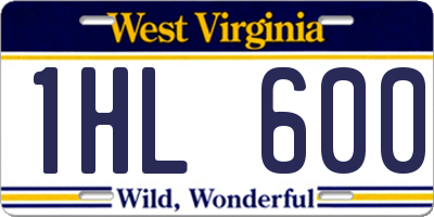 WV license plate 1HL600