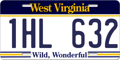 WV license plate 1HL632