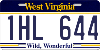 WV license plate 1HL644