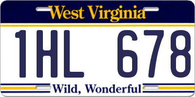 WV license plate 1HL678