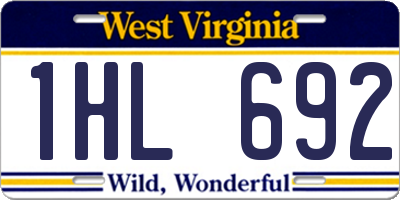 WV license plate 1HL692