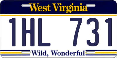 WV license plate 1HL731