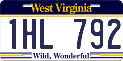 WV license plate 1HL792