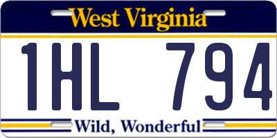 WV license plate 1HL794