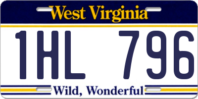 WV license plate 1HL796