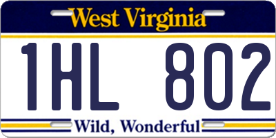 WV license plate 1HL802