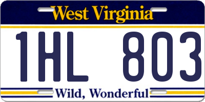 WV license plate 1HL803