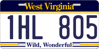 WV license plate 1HL805