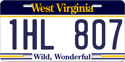 WV license plate 1HL807