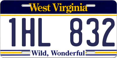 WV license plate 1HL832