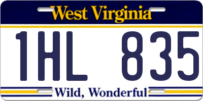 WV license plate 1HL835