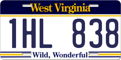 WV license plate 1HL838