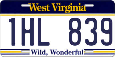 WV license plate 1HL839