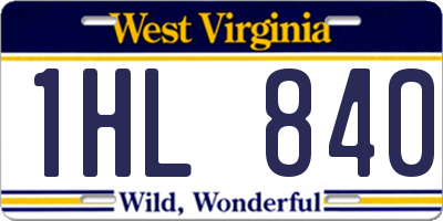 WV license plate 1HL840