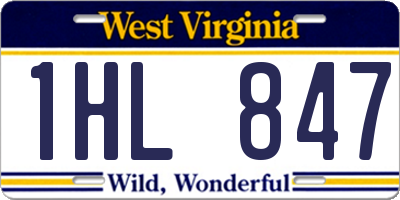 WV license plate 1HL847