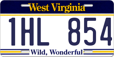 WV license plate 1HL854