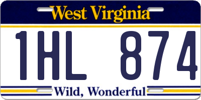 WV license plate 1HL874