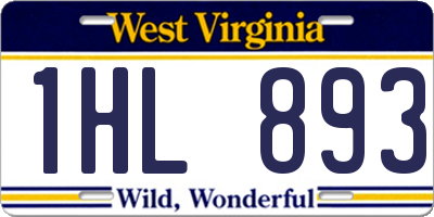 WV license plate 1HL893