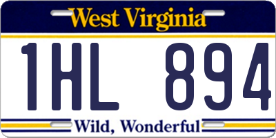 WV license plate 1HL894
