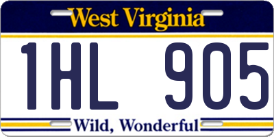 WV license plate 1HL905